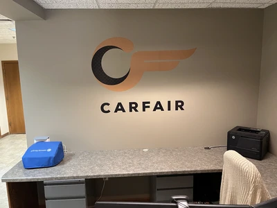 Carfair office lobby sign