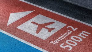 wayfinding floor graphics at the airport