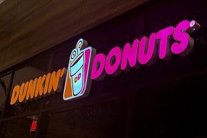 dimensional sign for dunkin donuts