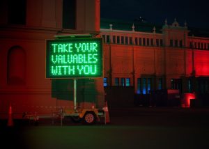 mobile electronic sign at the road side