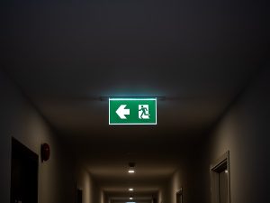 illuminated fire exit ceiling signage