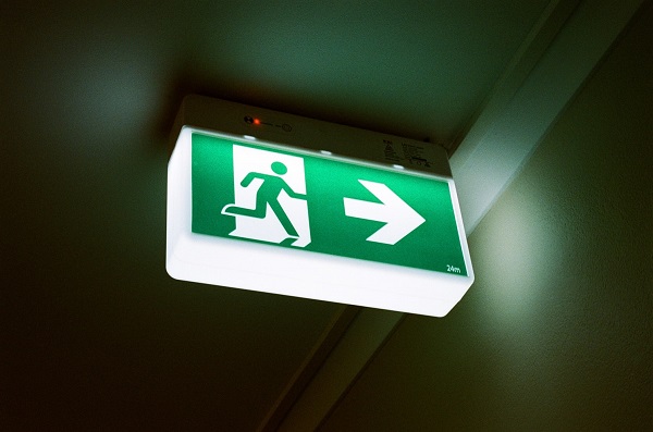 lighted fire exit ceiling signage